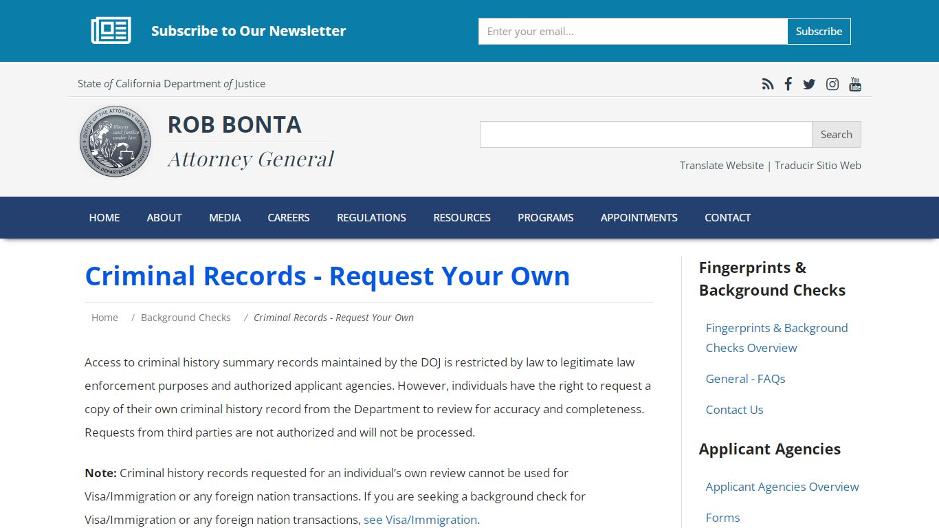 Criminal Records - Attorney General of California